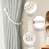 KLOGTSIND Magnetic Curtain Tiebacks, Curtain Holdbacks for Curtains 2 Pack, Wood Bead Curtain Holders for Boho Bedroom Decor, Baby Nursery