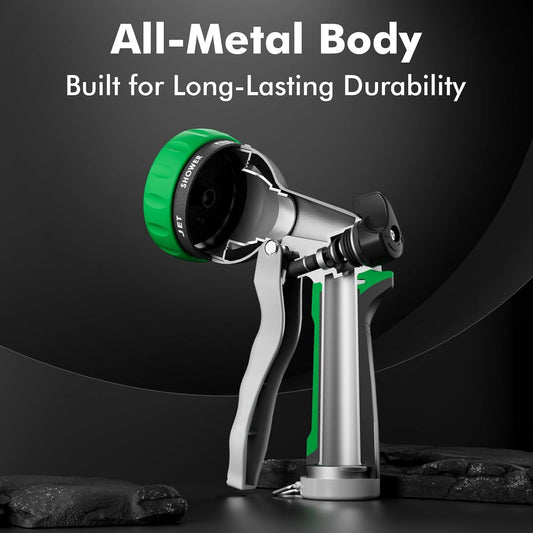 RESTMO Garden Hose Nozzle, Heavy Duty Metal Water Hose Nozzle with 7 Adjustable Spray