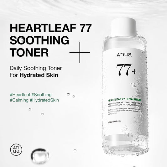 Anua Heartleaf 77 Soothing Toner, Moisturizing & Calming Facial Toner for Glass Skin, Hyaluronic Acid, Lightweight Hydration for Sensitive