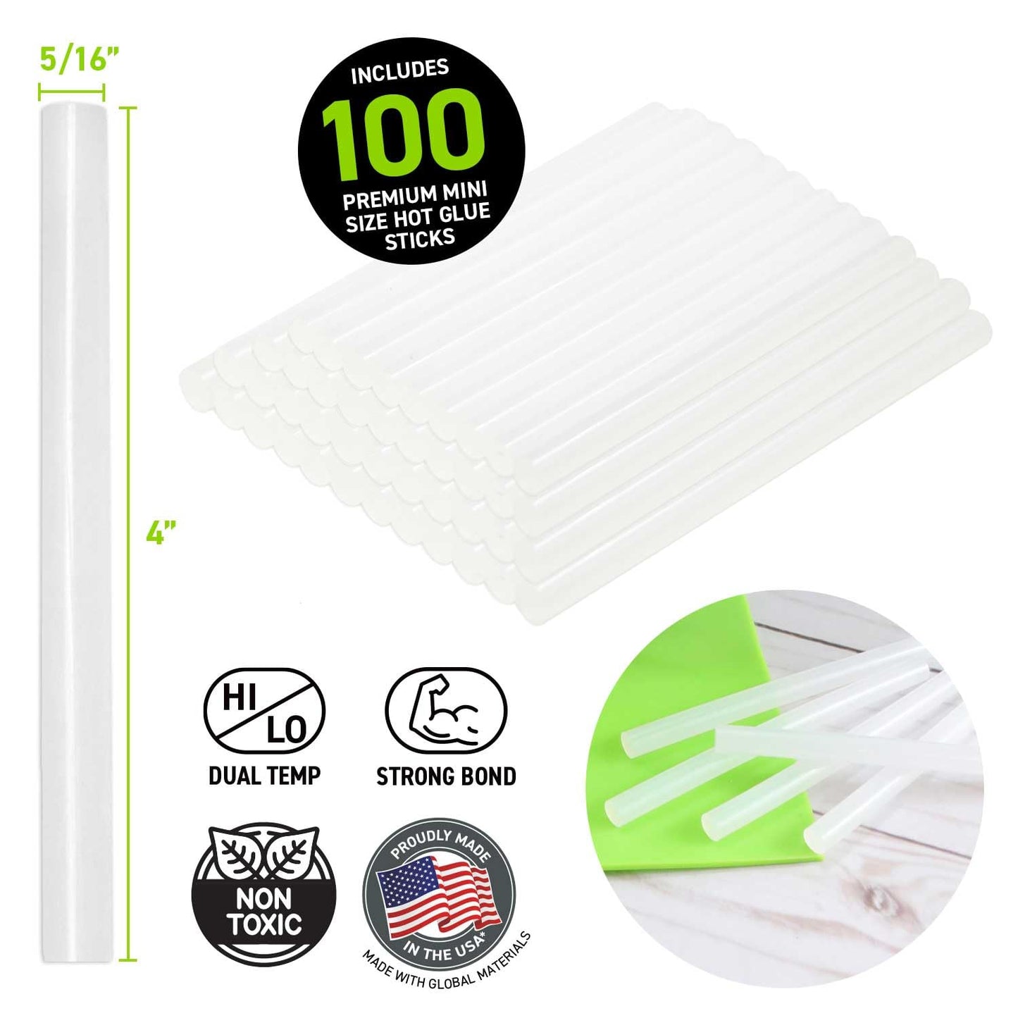 Surebonder DT-100 Mini Size Hot Glue Sticks for Glue Guns 0.27 in. Diameter, 4 in. Length - All Purpose, All Temperature - Great for DIY
