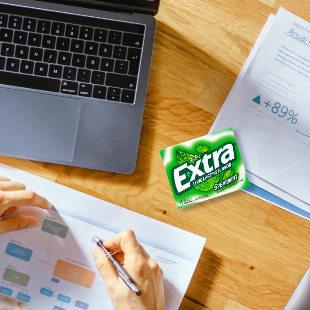 Extra Gum Spearmint Sugarfree Gum Bulk, Individually Wrapped, Perfect for Long Lasting Fresh Breath at School, Work & Travel 15 Count0