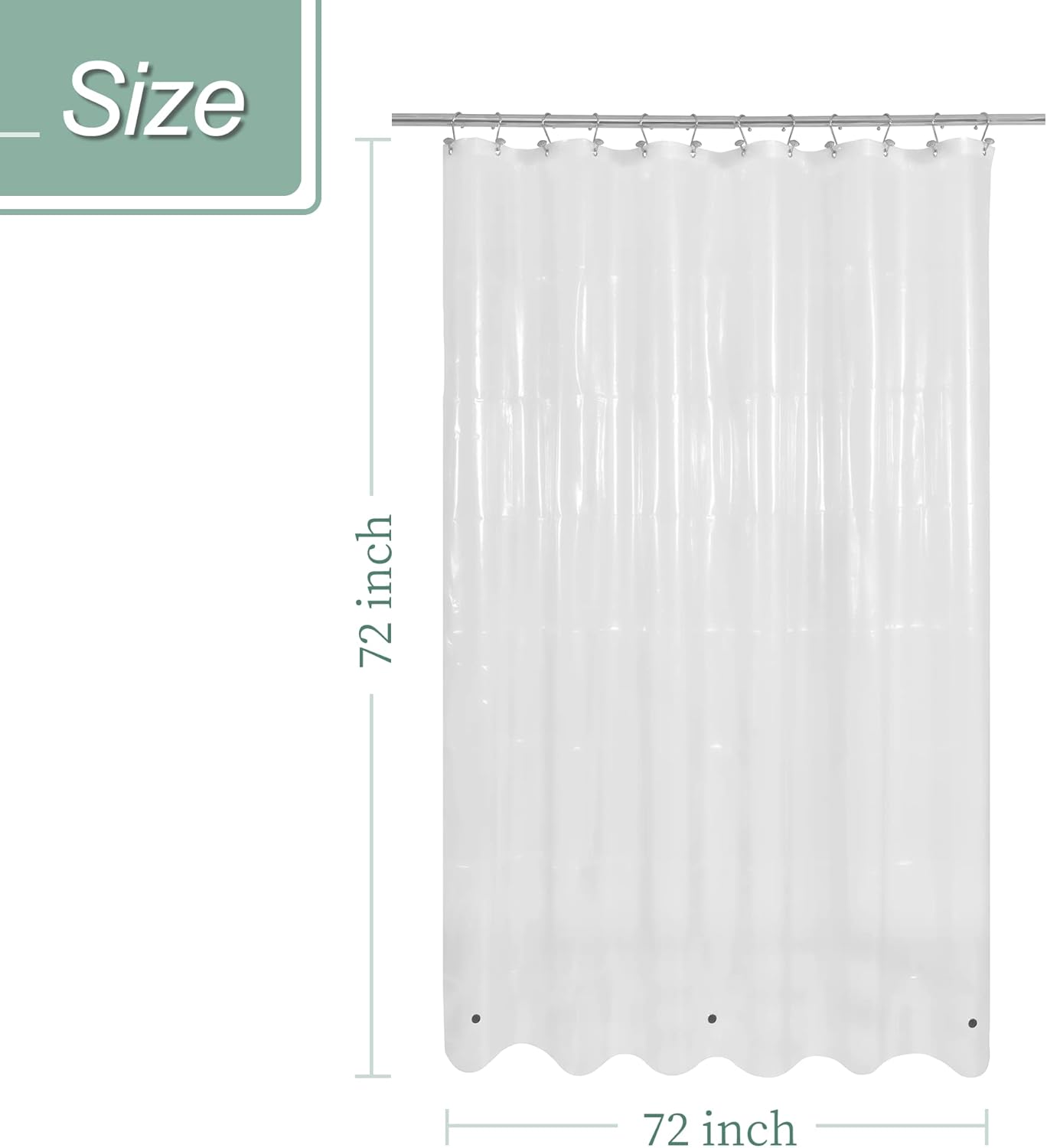 Mrs Awesome Clear Shower Curtain Liner with 3 Magnets, 72x72 Premium Flexible Sturdy Plastic Shower Curtain for Bathroom Lightweight