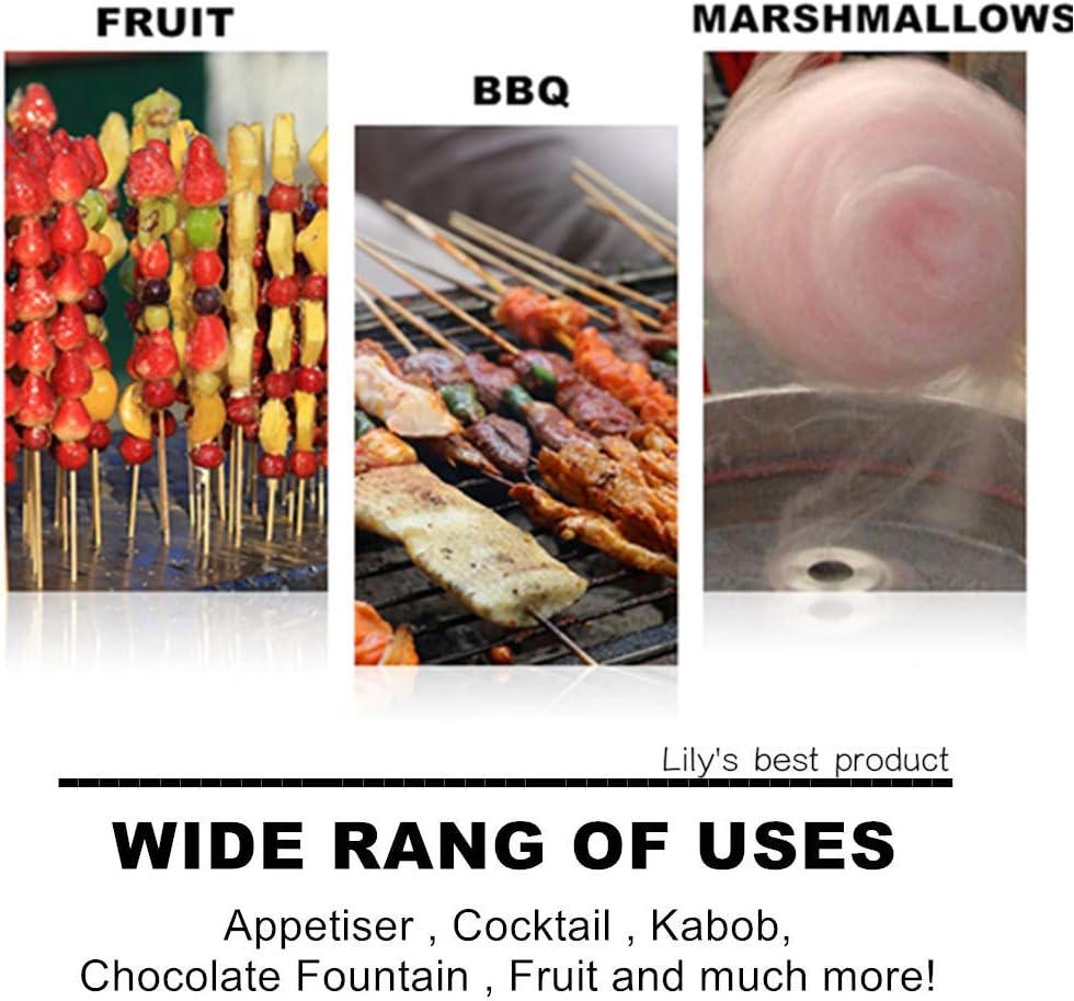 HOPELF 6" Natural Bamboo Skewers for BBQAppetiserFruitCocktailKabobChocolate FountainGrillingBarbecueKitchenCrafting and Party.