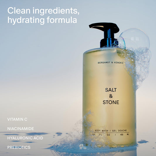 Salt & Stone Body Wash with Antioxidants for Deep Moisture, For Women & Men, Sulfate, Paraben, & Dye Free, Leaving Skin Soft and