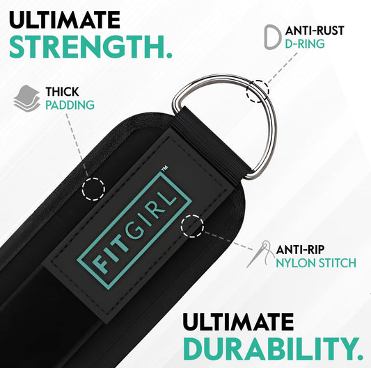 FITGIRL Ankle Strap for Cable Machine Premium Padding and Comfort for Cable Exercise Machines, Cable Exercise Attachment for Home &