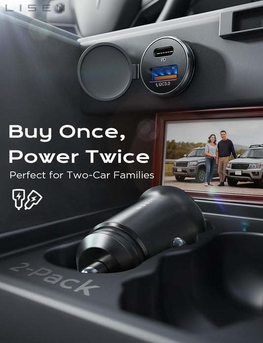 LISEN Car Charger USB C, 69W Cigarette Lighter USB Charger Adapter, Car Accessories Gifts for