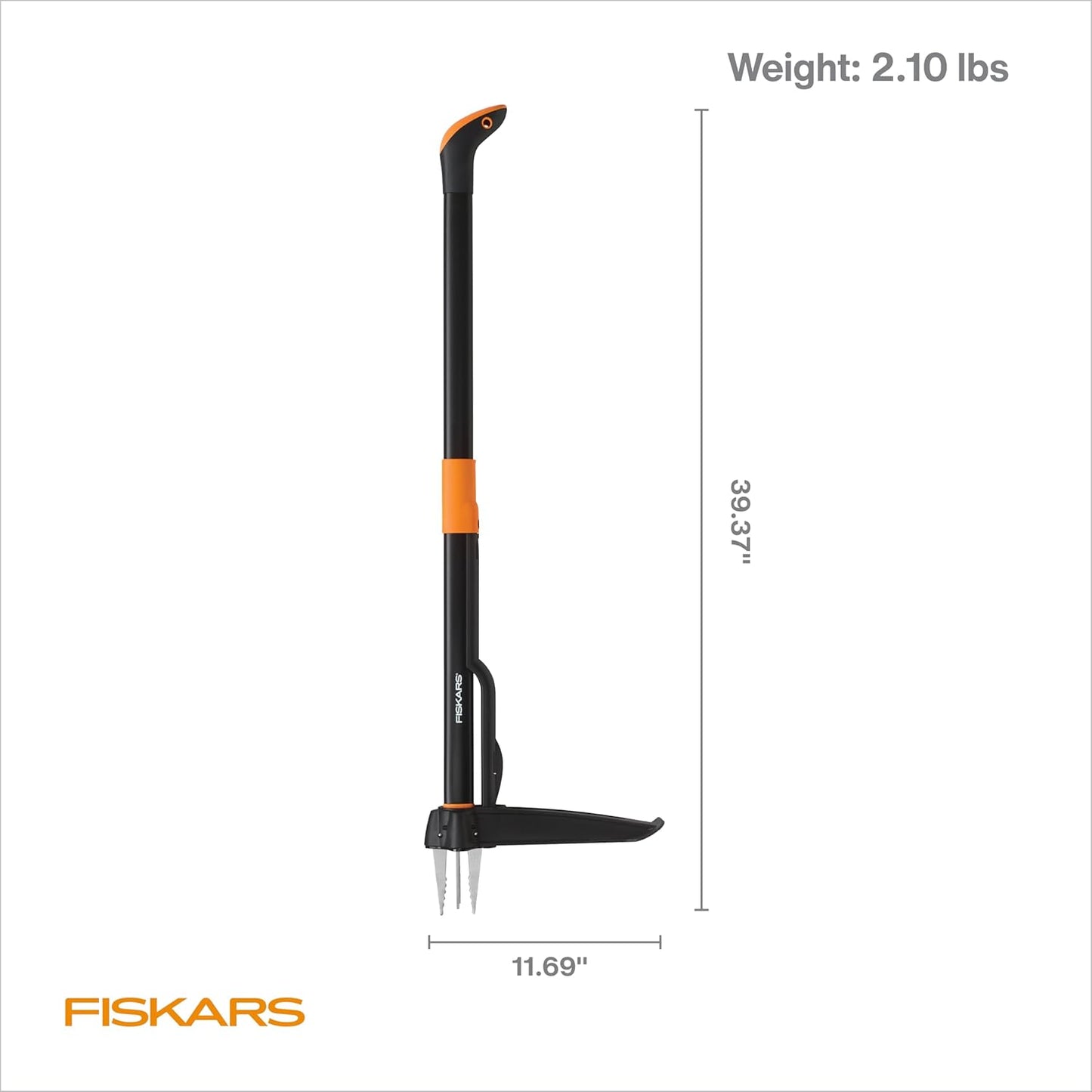 Fiskars Stand-Up Weed Puller Tool, 4 Serrated Stainless Steel Claws Grip Roots for Permanent Removal, Reinforced Foot Platform Penetrates Tough