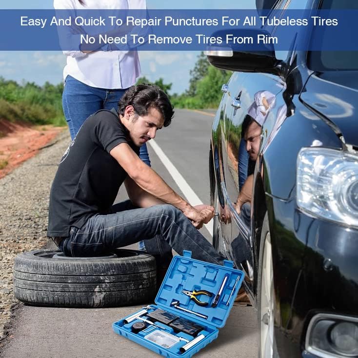 AUTOWN Tire Repair Kit - 68pcs Heavy Duty Tire Plug Kit, Universal Tire Repair Tools to Fix Punctures and Plug Flats Patch Kit for car
