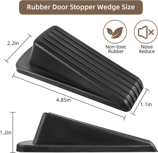 JZWBLILY Door Stoppers for Bottom of Door on Floor, Premium Rubber Door Stopper Wedge, Floor Sturdy Stackable Door Stops for Carpet Heavy Duty