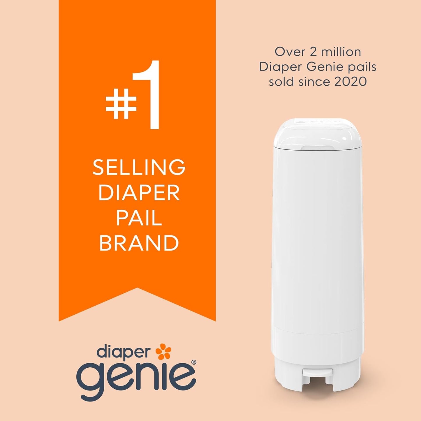 Diaper Genie Easy Roll Refill, 30 Bags Per Refill, Holds Up to 1410 Newborn Diapers, Odor Control, Diaper Pail Refill