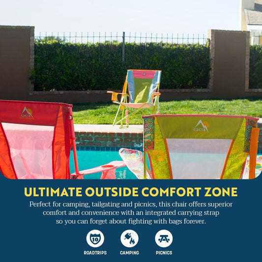 GCI Outdoor Comfort Pro Rocker Camping Chair, Portable Folding Rocking Chair with Durable Armrests & Drink Holder Sweet Tea