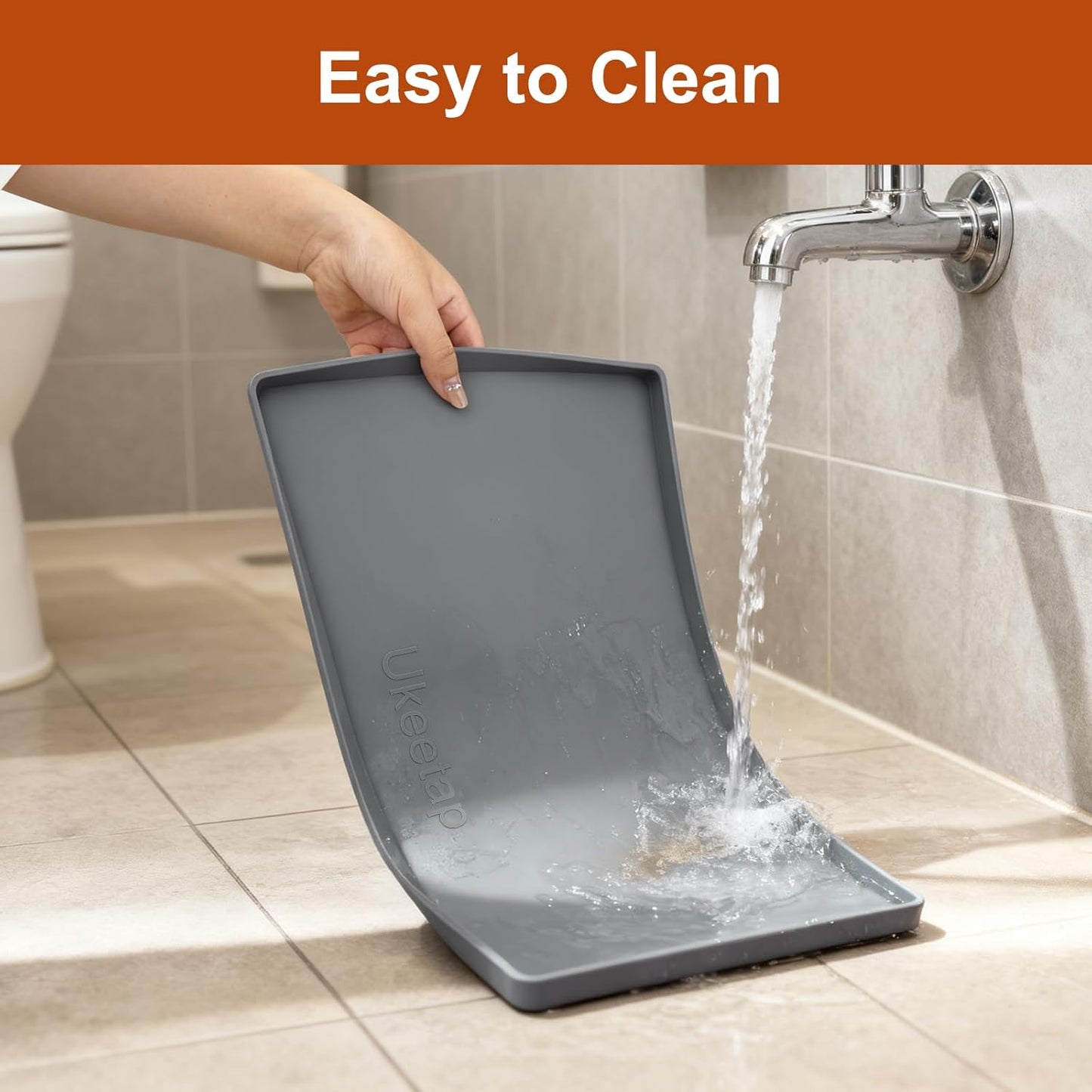 ukeetap Extra Thick Silicone Mat Waterproof with Raised Edge 19 x 12, BPA Free Non-Slip Dog & Cat Food Mat, Feeding Mat for Food and Water