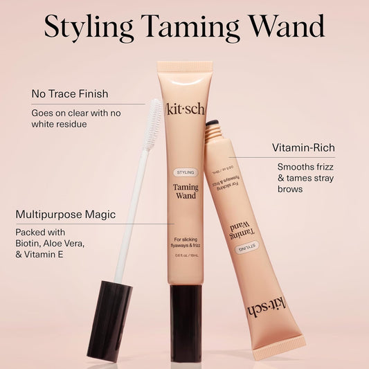 Kitsch Hair Taming Wand - Fly Away Stick For Hair with Biotin, Aloe & Vitamin E, Clear Hair Mascara for Flyaways, Slick Back Style, Travel
