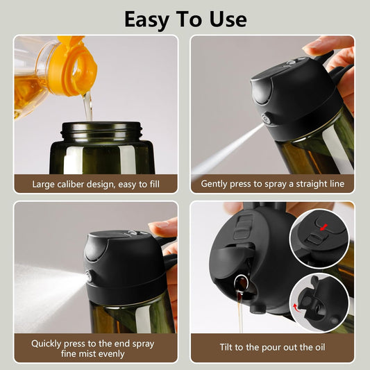 Olive Oil Sprayer for Cooking, 16oz/470ml Glass Light-Proof Oil Pourer for Kitchen, Air Fryer, Cooking, Salad, and BBQ by SWEET VIEW
