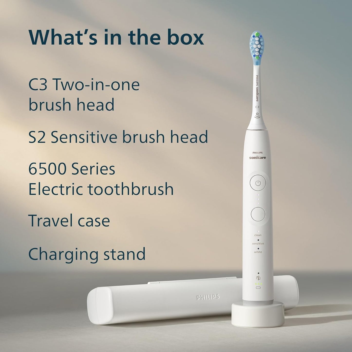 Philips Sonicare 6500 Series Electric Toothbrush - Next-Generation Sonicare Technology, Pressure Sensor, 9 Brushing Settings, SmarTimer