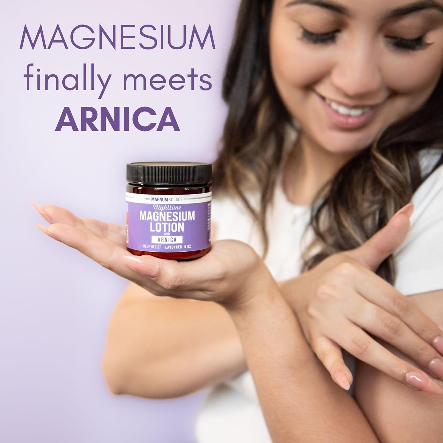 Magnum Solace Nighttime Magnesium Lotion with Arnica Highly Concentrated Magnesium for Muscles & Joints Apply to Legs or Feet Before Bed Skin-Friendly