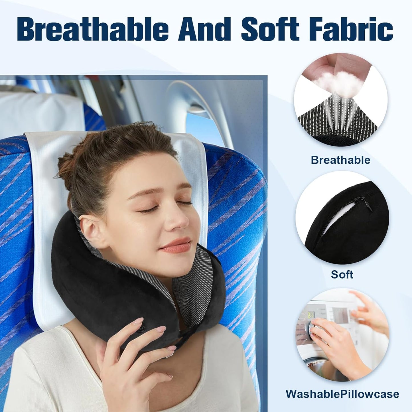 Cirorld Neck Pillow for Traveling, Travel Pillows for Airplanes,100% Pure Memory Foam Travel Neck Pillow, Adjustable Flight