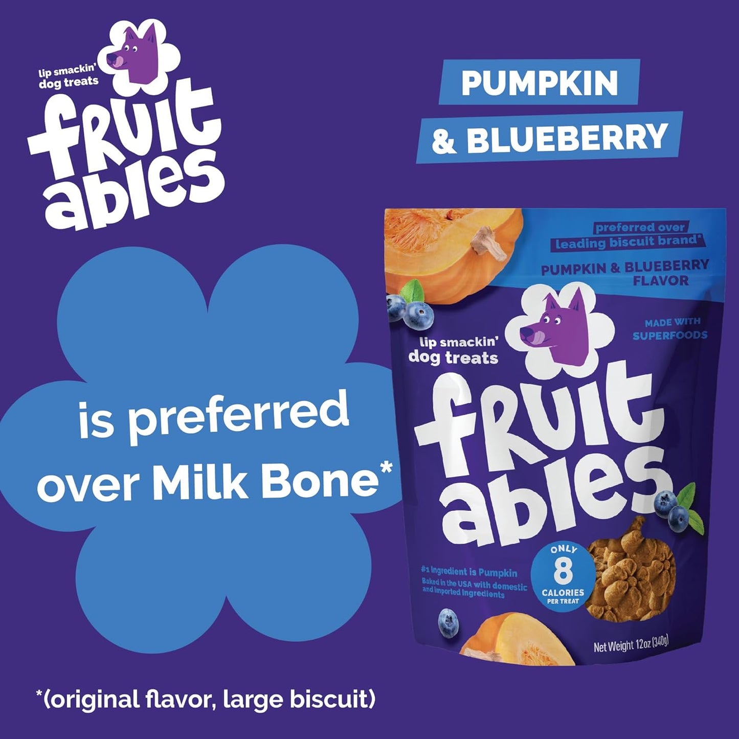 Fruitables Baked Dog Treats, Healthy Pumpkin Treat for Dogs, Low Calorie & Delicious, No Wheat, Corn or Soy, Made in the