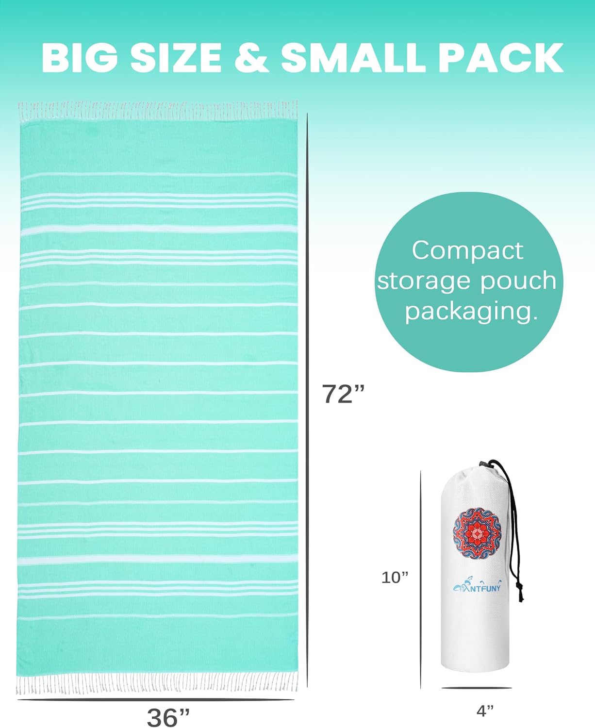 Antfuny Turkish Beach Towels Vacation Essentials Quick Dry Sand Free Oversized Bath Pool Swim Towel Extra Large XL Blanket Adult Travel Gift Cruise