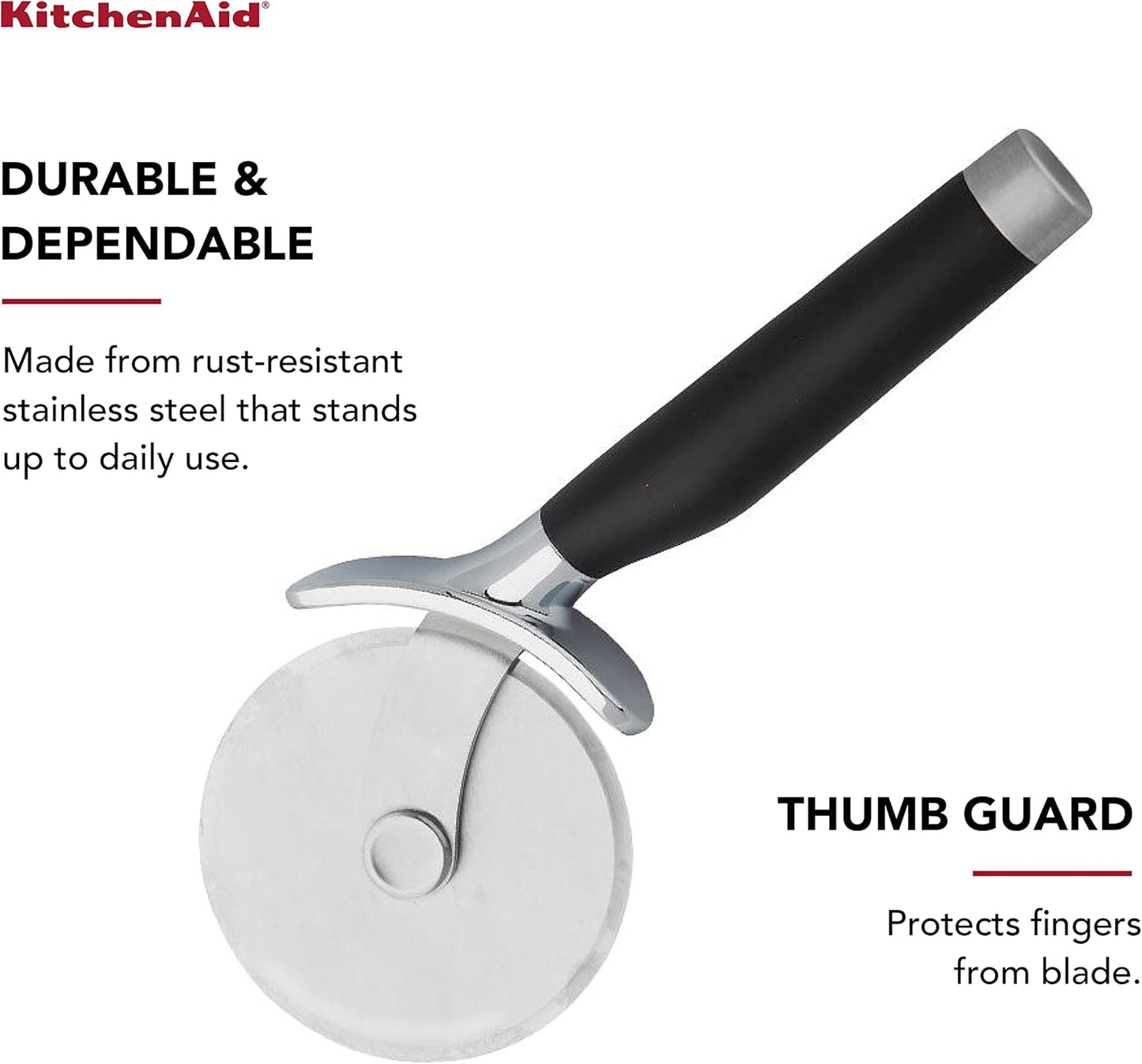 KitchenAid Classic Pizza Wheel with Sharp Blade For Cutting Through Crusts, Pies and