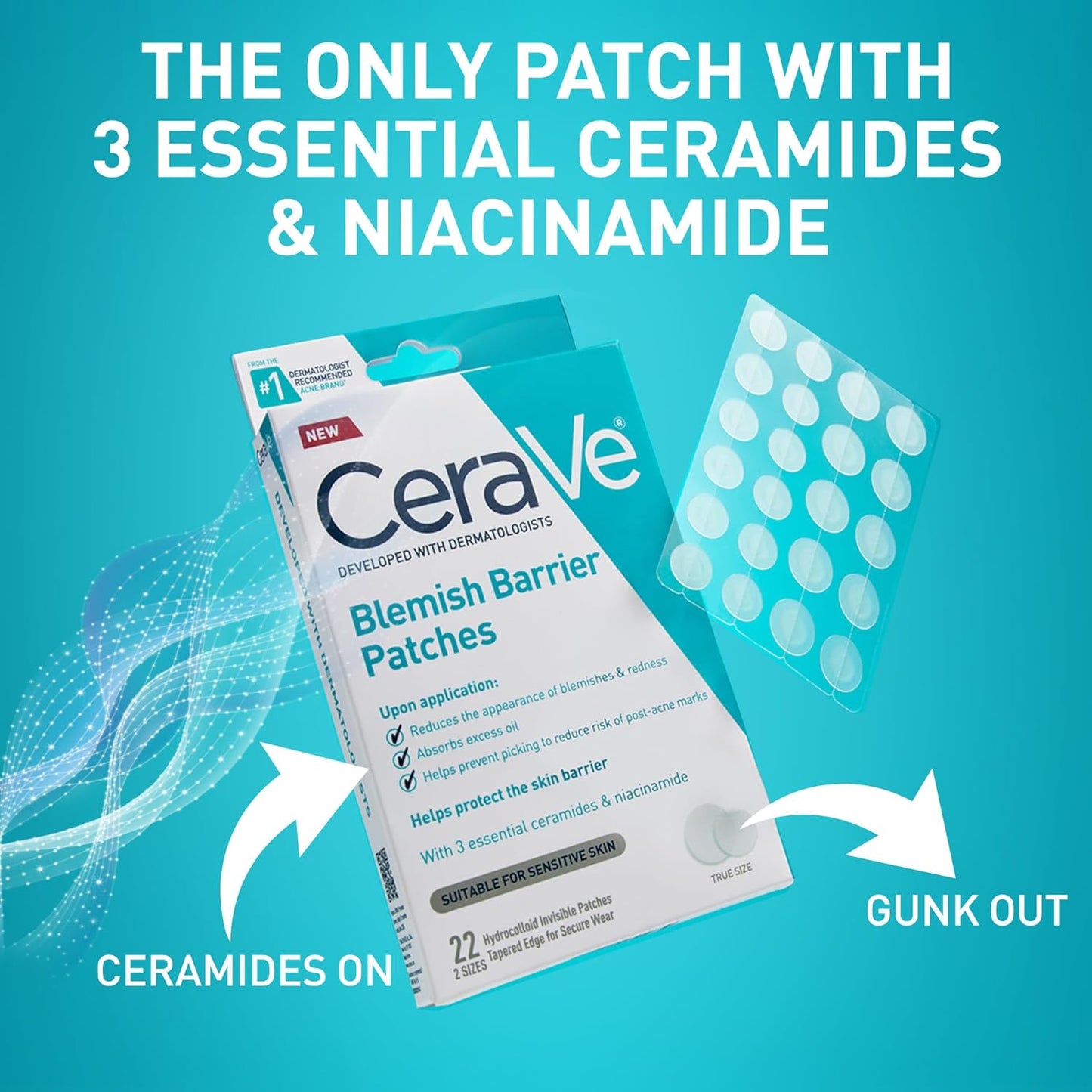 CeraVe Hydrocolloid Blemish Patches, Oil Absorbing Spot Control with Ceramides and Niacinamide, Allergy-Tested & Suitable For Sensitive