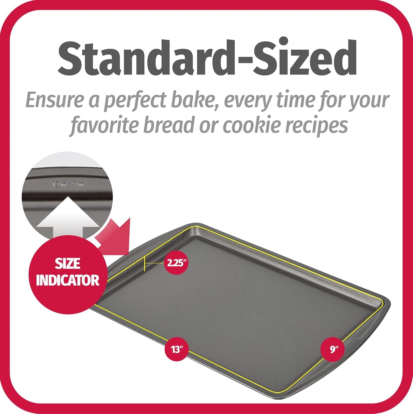 GoodCook Everyday Nonstick Carbon Steel 13 x 9 Baking Sheet Set, 3 Pack Standard-Sized Carbon Steel Cooking Pans, Bakeware