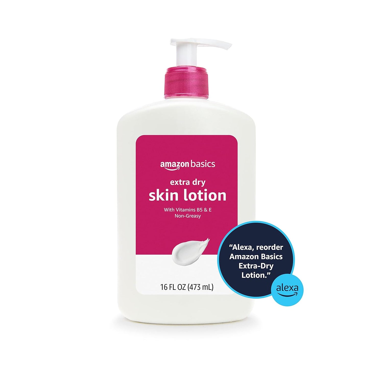 Amazon Basics Body Lotion For Dry Skin with Vitamins B5 & E, Clean Scent, 16 fl oz