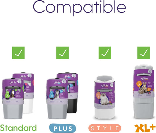 Litter Genie Refill Bags, Jumbo 2-Pack, 56 Total ft, Up to 8 Months of Supply in 2 cartridges, Ultimate Odor Control Cat Litter Bags
