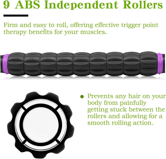 Muscle Roller Massage Roller Stick- Deep Tissue Fascia Blaster for Myofascial Pain Relief, Lymphatic Drainage & Body