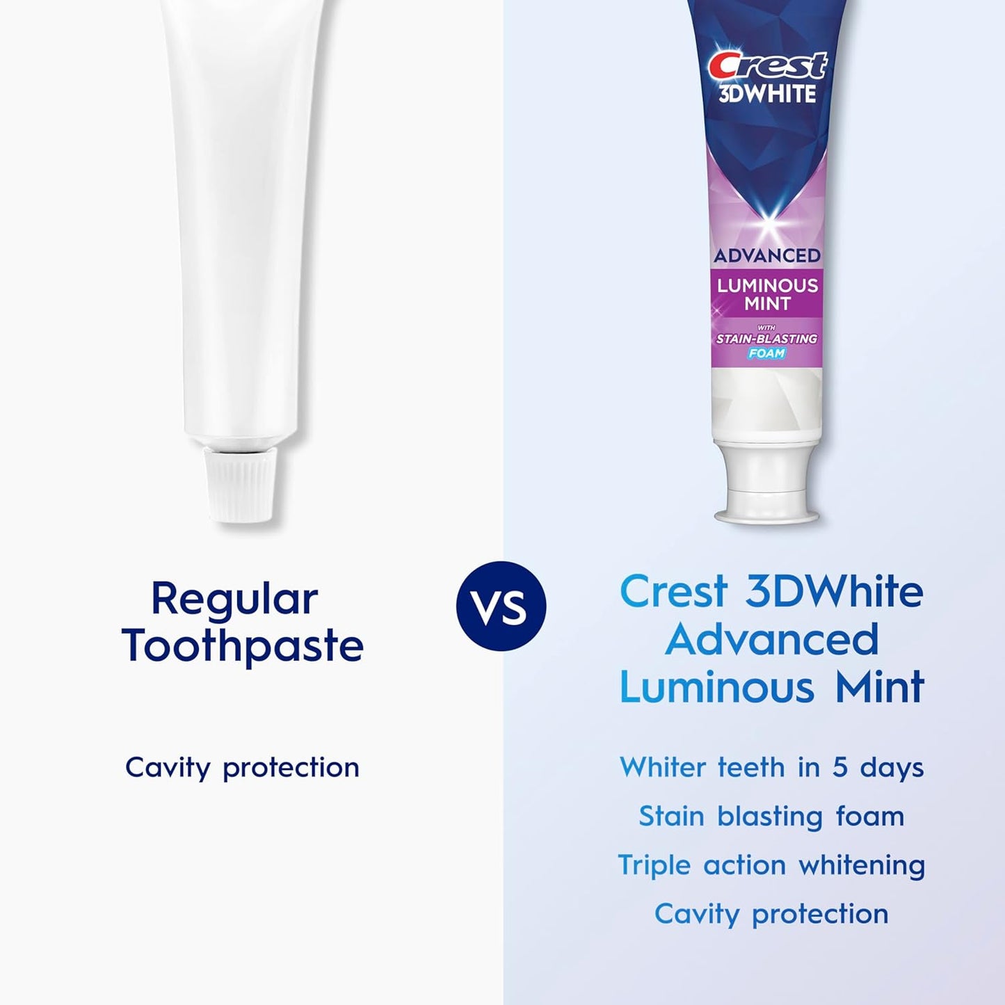 Crest 3D White Advanced Luminous Mint Teeth Whitening Toothpaste, Crest Toothpaste, 3.7 oz Pack of 4 - Helps Remove Surface Stains, Whitens