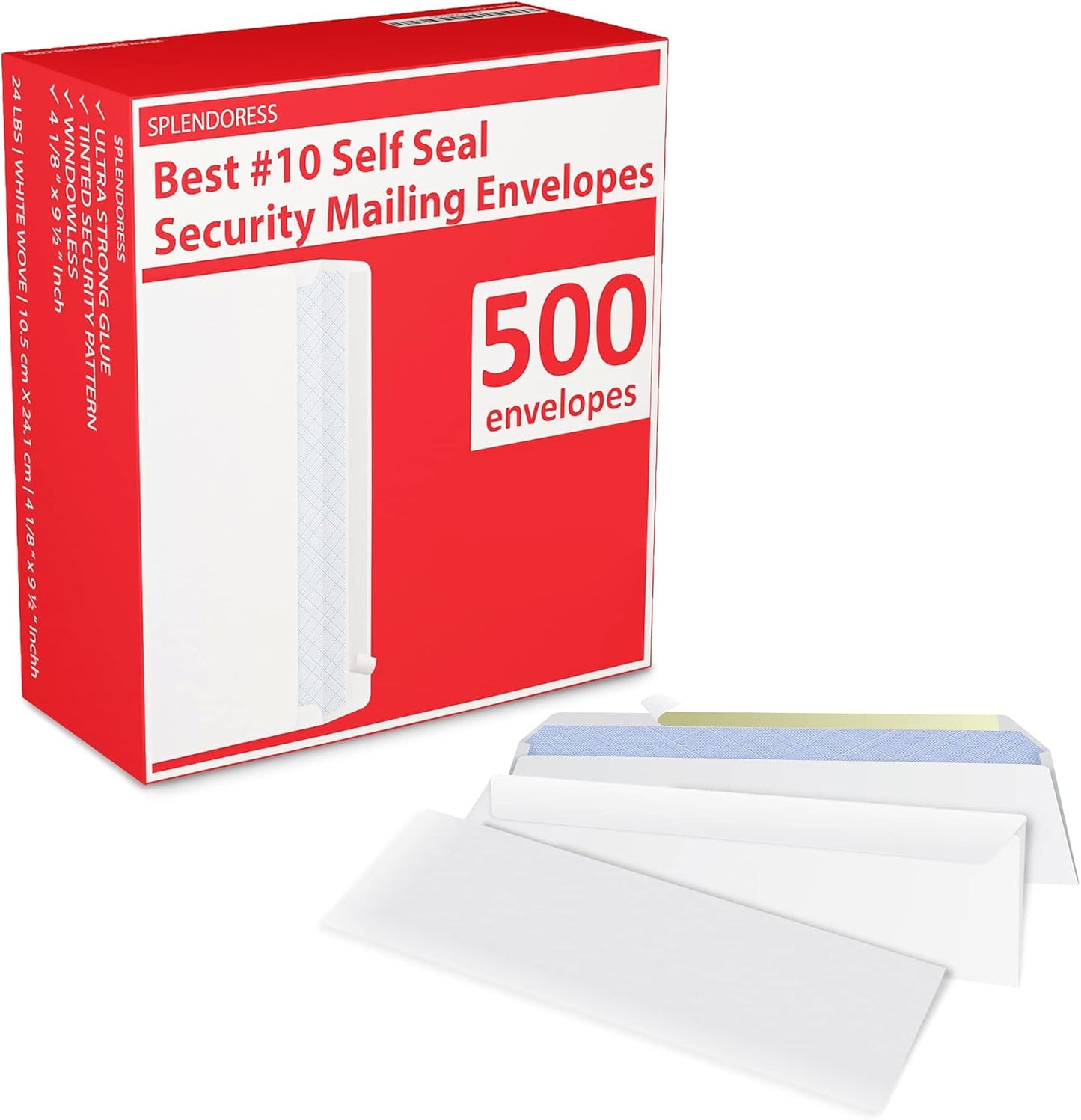 Envelopes Letter Size Self Seal, 500 Business Mailing Security Peel and Sealing Envelope, 100%
