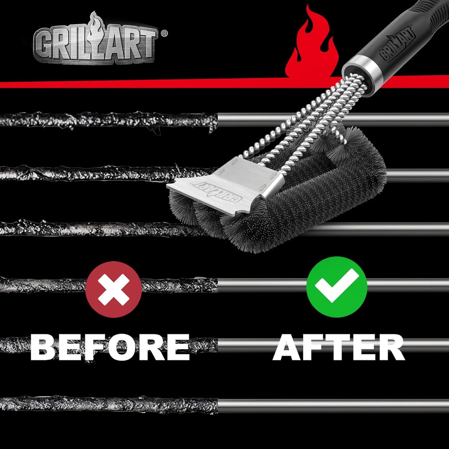 GRILLART Grill Brush and Scraper, Extra Strong BBQ Cleaner