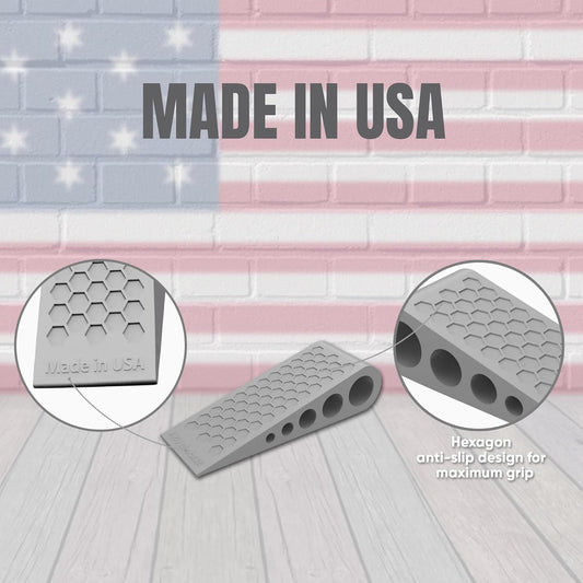 Door Stoppers for Bottom of Door Premium Floor Rubber Door Stop Wedge Made in USA Heavy Duty Honeycomb Design for Carpet, Tile, Ideal for