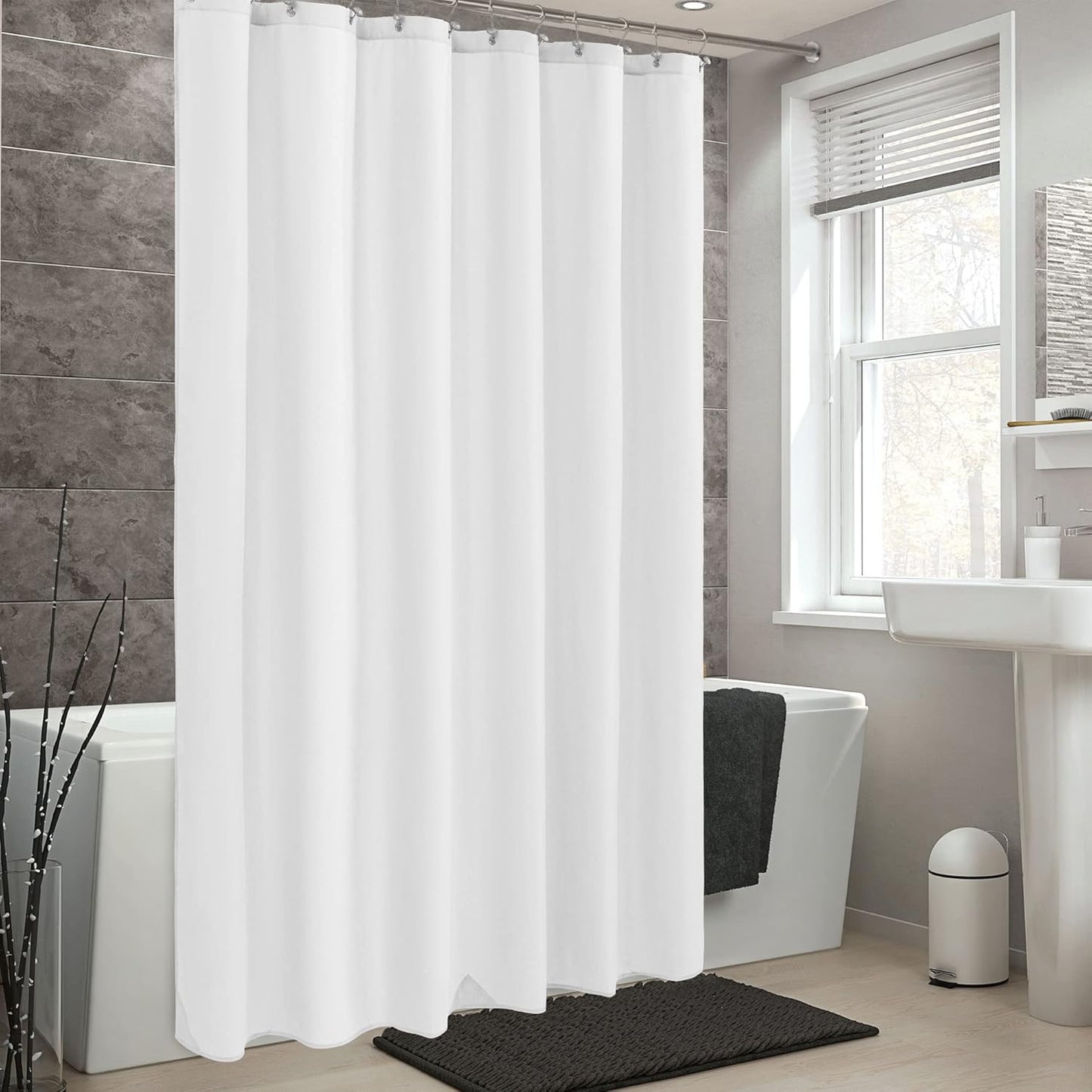 ALYVIA SPRING Waterproof Fabric Shower Curtain Liner with 3 Magnets - Soft Hotel Quality Cloth Shower