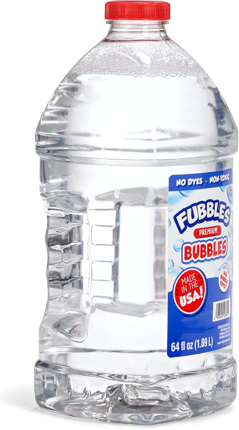 Little Kids Bubbles by Fubbles, Made in The USA, 64oz Non Toxic Bubble Solution, Refill Solution for Bubble Machines and Bubble Toys
