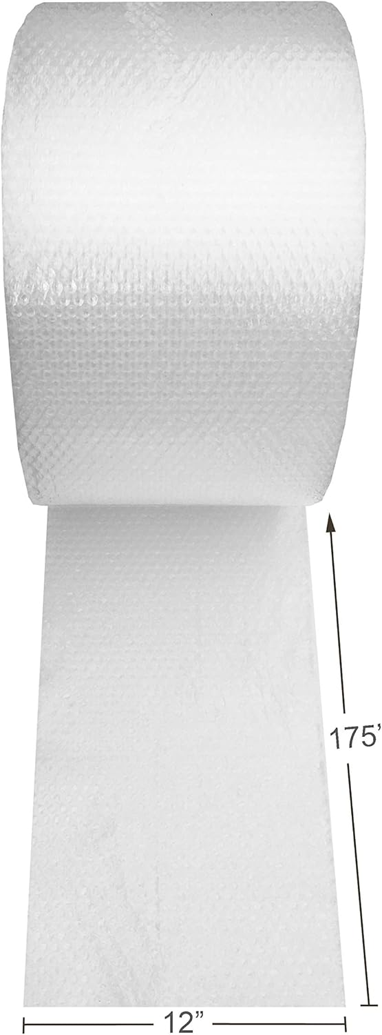 Amazon Basics Bubble Wrap for Moving, Packing, Shipping and Storage, Perforated Protective Cushioning for Fragile Items, 12-inch x 175-ft Long