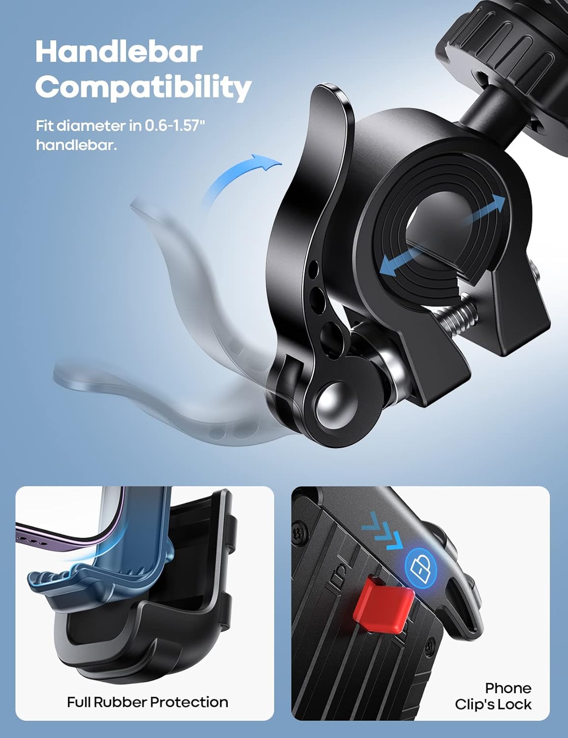 Lamicall Bike Phone Holder, Motorcycle Mount - Motorcycle Phone Holder, Handlebar Cell Phone