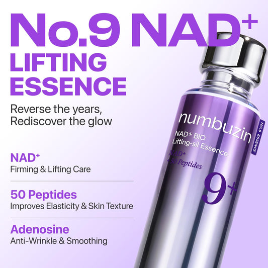 numbuzin No.9 NAD+ Peptide Lifting Serum for Face and Body, Firming & Wrinkles, 50 Peptide Essence for Sagging Skin, Fine Lines &