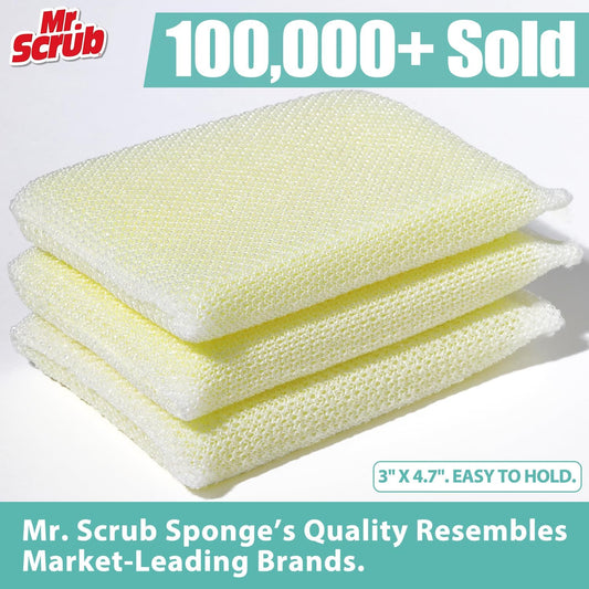 Mr. Scrub All-Purpose Sponges, Non Scratch, for Washing and Cleaning Dishes, Premium Scrub and Scrubbers, 12 Pads, Ideal for Kitchen, Bathroom
