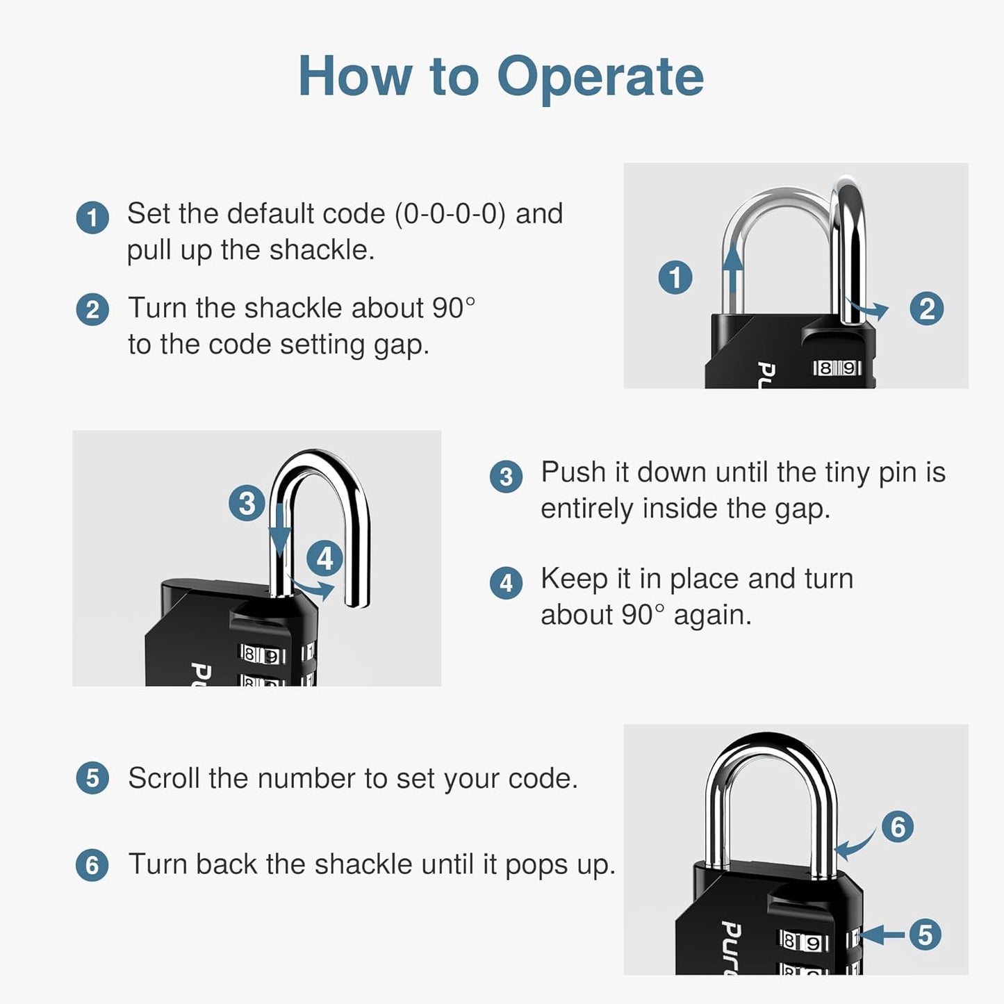 Puroma 2 Pack Combination Lock for Locker 4 Digit Outdoor Waterproof Padlock for School, Gym, Sports, Fence, Toolbox, Gate, Case