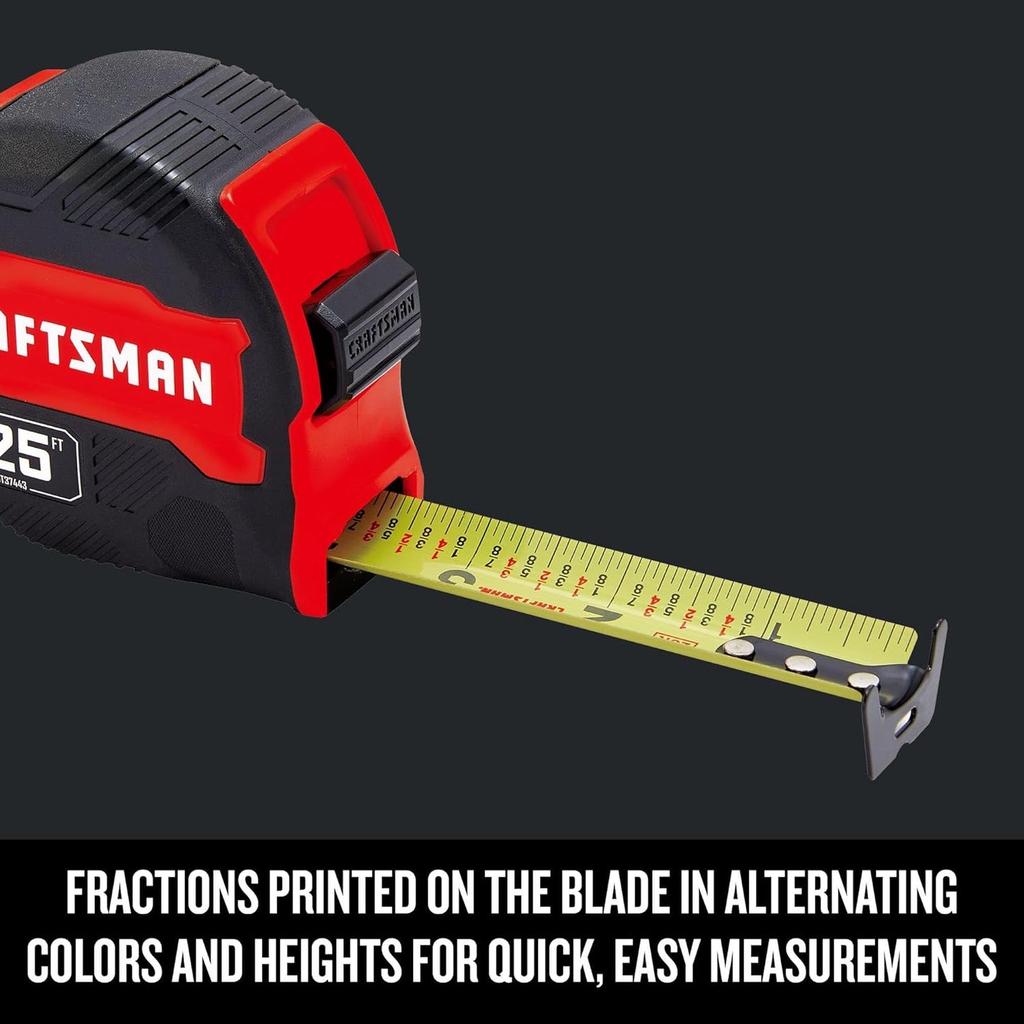CRAFTSMAN 25-Ft Tape Measure with Fraction Marketing, Retractable, Manual-Locking Blade