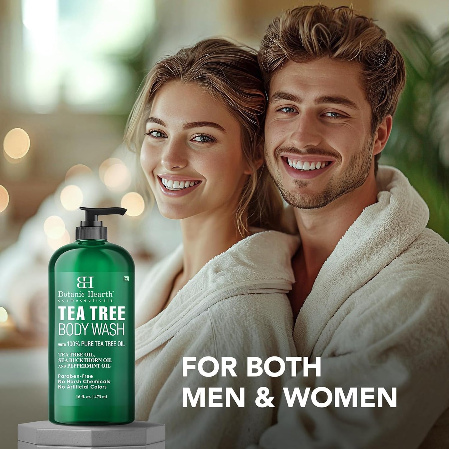 Botanic Hearth Tea Tree Body Wash -16 fl oz- All-Natural Antifungal & Odor-Control Shower Gel for Acne, Athletes Foot