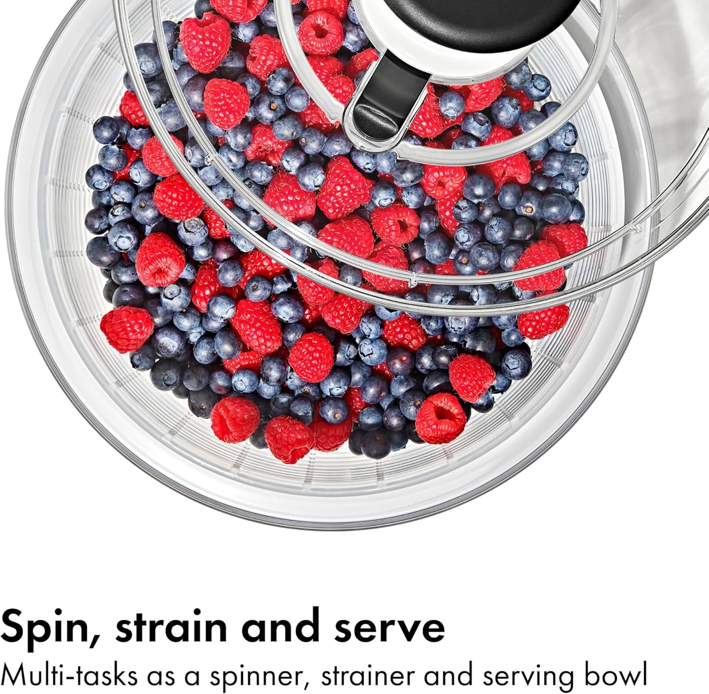 OXO Good Grips Salad Spinner, Lettuce Spinner, Fruit Washer, Fruit Washing Bowl with Strainer, Vegetable Cleaner, Salad Cleaner, Lettuce