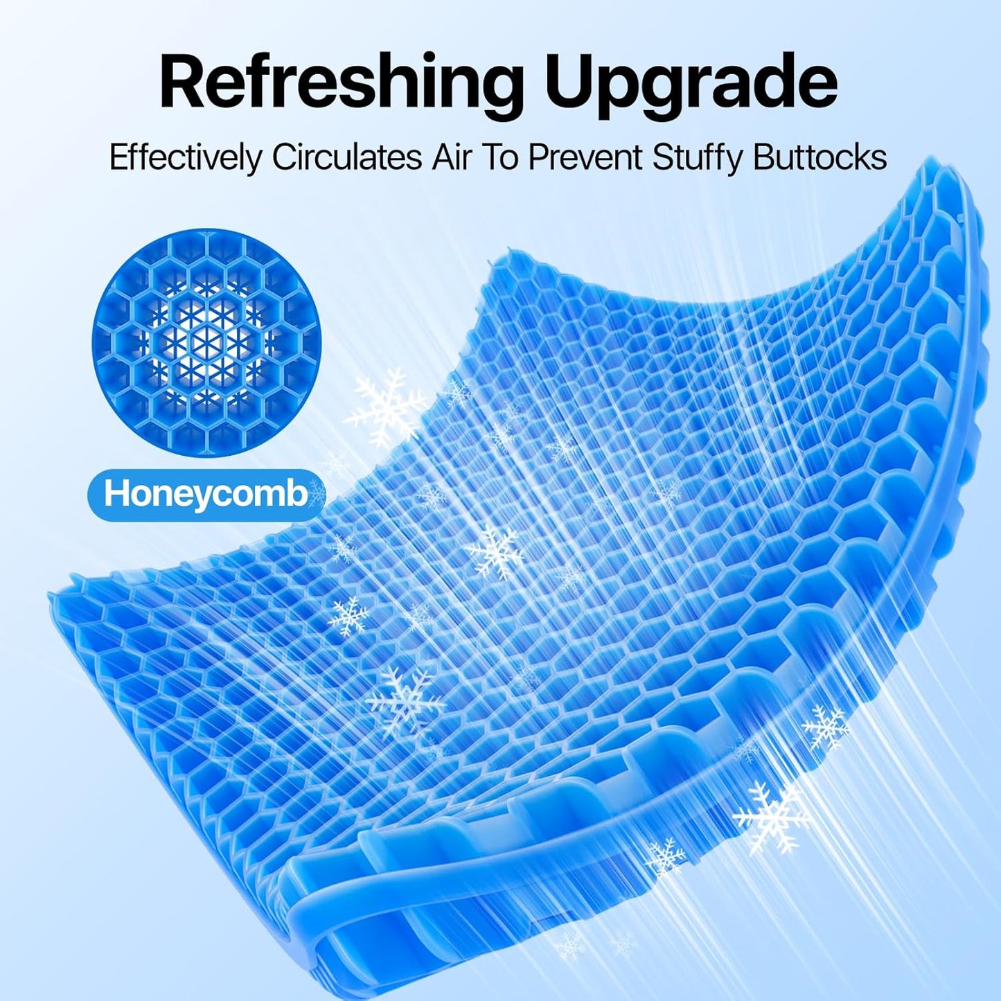 Gel Seat Cushion, Cooling seat Cushion (Super Large & Thick), Breathable Honeycomb Design Absorbs Pressure Points Seat
