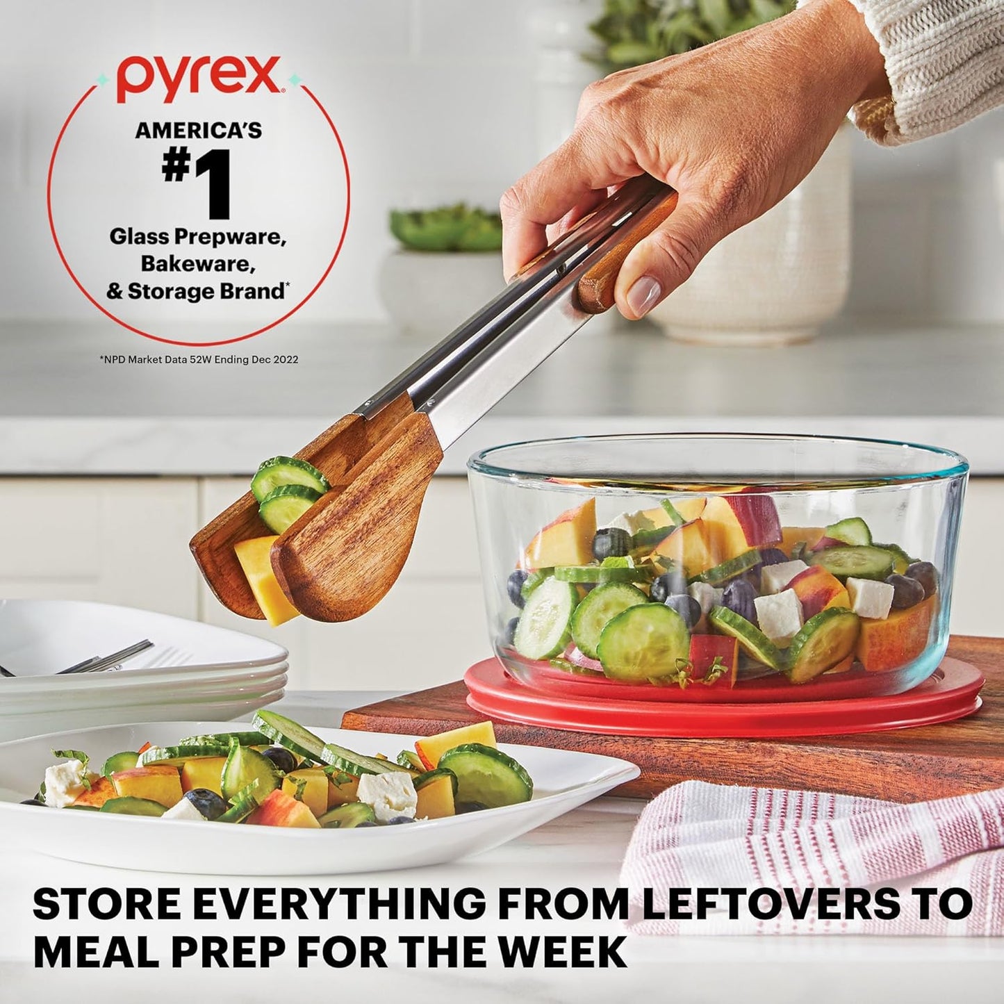 Pyrex Simply Store (9-Pack) Mixed Sized Glass Food Storage Set, Round & Rectangular Containers With Plastic Lids