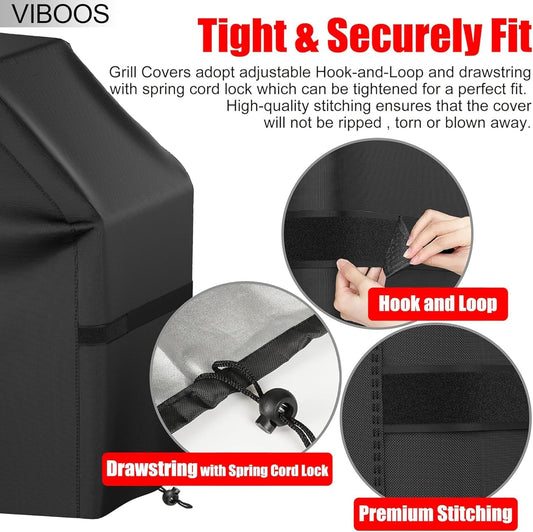 Grill Cover, 58 inch BBQ Gas Grill Cover for Outdoor Grill, Waterproof, Anti-UV, Rip-Proof, Fade Resistant