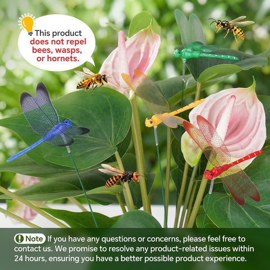 NiHome 15PCS Decorative Dragonflies with 10 Clips Decor for Garden, 9.8" Long Multicolor Waterproof Outdoor & Indoor