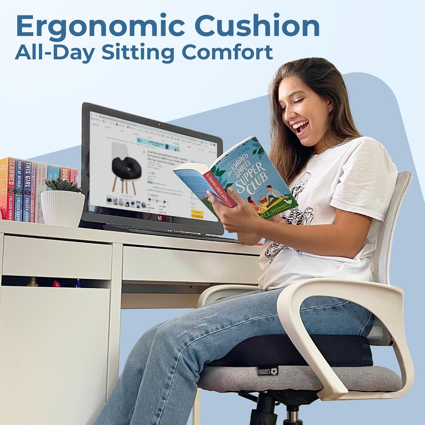 5 STARS UNITED Donut Pillow Hemorrhoid Tailbone Cushion Large Cushion for Pain Relief Coccyx, Prostate, Sciatica, Pelvic Floor, Pressure