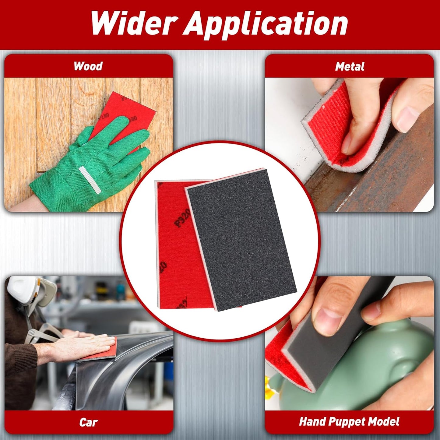 24 Pcs Sanding Sponge 80-3000 Grit Sandpaper Assortment, Washable & Reusable Sanding Blocks for Wood, Metal, Drywall