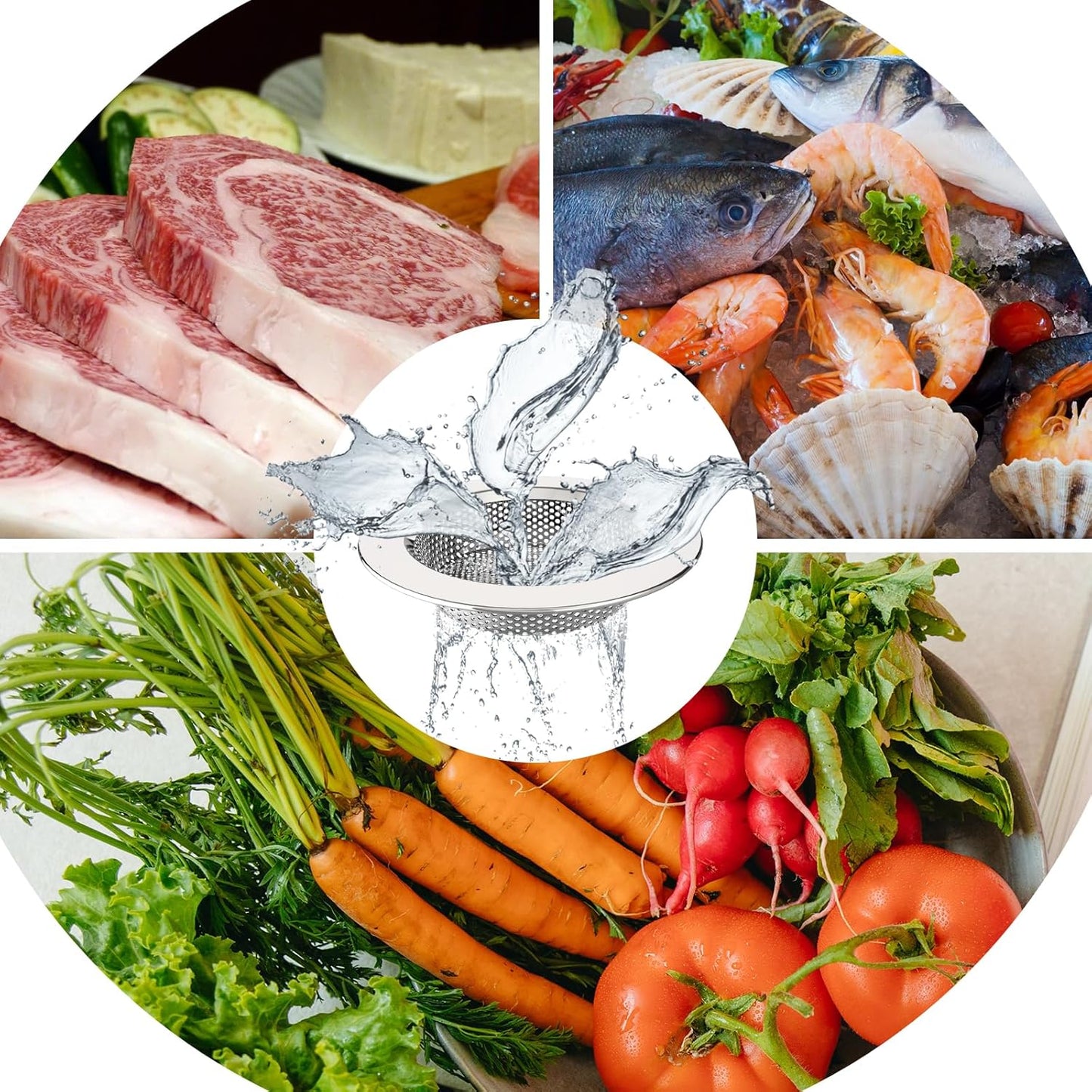 MR.SIGA Kitchen Sink Strainer, Stainless Steel Sink Drain Strainer, Dishwasher Safe, Outer Diameter 4.4 inch/11.2cm, Inner Diameter 3